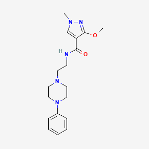 molecular formula C18H25N5O2 B2380404 3-methoxy-1-methyl-N-(2-(4-phenylpiperazin-1-yl)ethyl)-1H-pyrazole-4-carboxamide CAS No. 1211244-88-0
