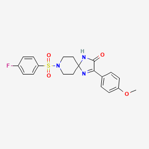 molecular formula C20H20FN3O4S B2380406 8-((4-Fluorophenyl)sulfonyl)-3-(4-methoxyphenyl)-1,4,8-triazaspiro[4.5]dec-3-en-2-one CAS No. 1189724-16-0