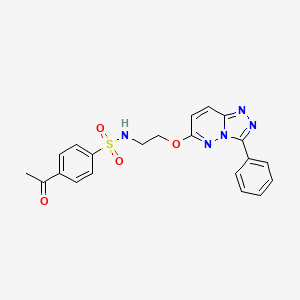 molecular formula C21H19N5O4S B2380408 4-acetyl-N-(2-((3-phenyl-[1,2,4]triazolo[4,3-b]pyridazin-6-yl)oxy)ethyl)benzenesulfonamide CAS No. 1021082-28-9