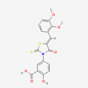 5-[(5Z)-5-[(2,3-dimethoxyphenyl)methylidene]-4-oxo-2-sulfanylidene-1,3-thiazolidin-3-yl]-2-hydroxybenzoic acid