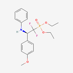 molecular formula C19H24F2NO4P B2380428 Diethyl (1,1-difluoro-2-(4-methoxyphenyl)-2-(phenylamino)ethyl)phosphonate CAS No. 1391155-96-6
