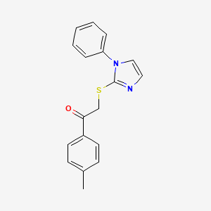 molecular formula C18H16N2OS B2380430 1-(4-Methylphenyl)-2-[(1-phenyl-2-imidazolyl)thio]ethanone CAS No. 478040-10-7