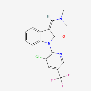 molecular formula C17H13ClF3N3O B2380432 1-[3-chloro-5-(trifluoromethyl)-2-pyridinyl]-3-[(Z)-(dimethylamino)methylidene]-1H-indol-2-one CAS No. 400081-30-3