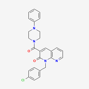 molecular formula C26H23ClN4O2 B2380433 1-(4-chlorobenzyl)-3-(4-phenylpiperazine-1-carbonyl)-1,8-naphthyridin-2(1H)-one CAS No. 1005296-48-9