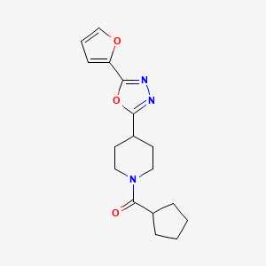 molecular formula C17H21N3O3 B2380436 Cyclopentyl(4-(5-(furan-2-yl)-1,3,4-oxadiazol-2-yl)piperidin-1-yl)methanone CAS No. 1172501-48-2