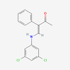 molecular formula C16H13Cl2NO B2380440 (E)-4-(3,5-dichloroanilino)-3-phenylbut-3-en-2-one CAS No. 343373-03-5