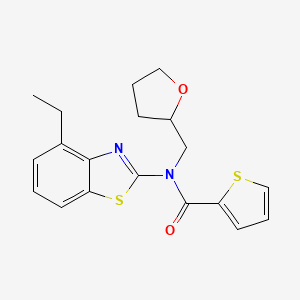 molecular formula C19H20N2O2S2 B2380441 N-(4-ethylbenzo[d]thiazol-2-yl)-N-((tetrahydrofuran-2-yl)methyl)thiophene-2-carboxamide CAS No. 920263-27-0