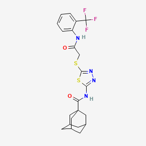 molecular formula C22H23F3N4O2S2 B2380443 N-[5-[2-oxo-2-[2-(trifluoromethyl)anilino]ethyl]sulfanyl-1,3,4-thiadiazol-2-yl]adamantane-1-carboxamide CAS No. 389074-06-0