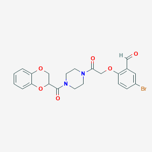 molecular formula C22H21BrN2O6 B2380450 5-Bromo-2-[2-[4-(2,3-dihydro-1,4-benzodioxine-3-carbonyl)piperazin-1-yl]-2-oxoethoxy]benzaldehyde CAS No. 1031100-36-3