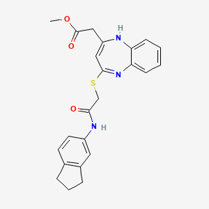 molecular formula C23H23N3O3S B2380458 methyl (4-{[2-(2,3-dihydro-1H-inden-5-ylamino)-2-oxoethyl]thio}-1H-1,5-benzodiazepin-2-yl)acetate CAS No. 1251614-27-3