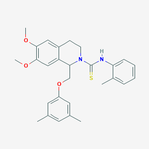 molecular formula C28H32N2O3S B2380459 1-((3,5-dimethylphenoxy)methyl)-6,7-dimethoxy-N-(o-tolyl)-3,4-dihydroisoquinoline-2(1H)-carbothioamide CAS No. 536701-39-0