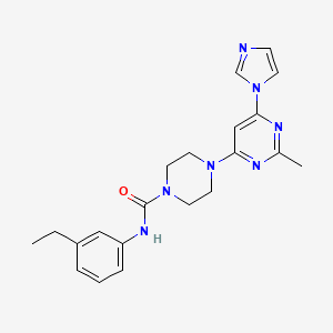 molecular formula C21H25N7O B2380468 4-(6-(1H-imidazol-1-yl)-2-methylpyrimidin-4-yl)-N-(3-ethylphenyl)piperazine-1-carboxamide CAS No. 1171764-79-6