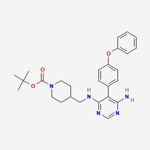 molecular formula C27H33N5O3 B2380475 Tert-butyl 4-(((6-amino-5-(4-phenoxyphenyl)pyrimidin-4-yl)amino)methyl)piperidine-1-carboxylate CAS No. 1415824-87-1