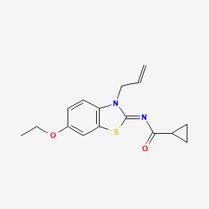molecular formula C16H18N2O2S B2380479 (Z)-N-(3-烯丙基-6-乙氧基苯并[d]噻唑-2(3H)-亚甲基)环丙烷甲酰胺 CAS No. 865180-73-0