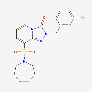 molecular formula C19H21BrN4O3S B2380481 1-Ethyl-4-{4-[(3-methylpiperidin-1-yl)carbonyl]benzyl}piperazine-2,3-dione CAS No. 1251584-57-2