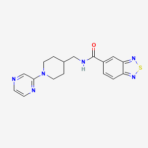 molecular formula C17H18N6OS B2380486 N-((1-(pyrazin-2-yl)piperidin-4-yl)methyl)benzo[c][1,2,5]thiadiazole-5-carboxamide CAS No. 1396748-38-1