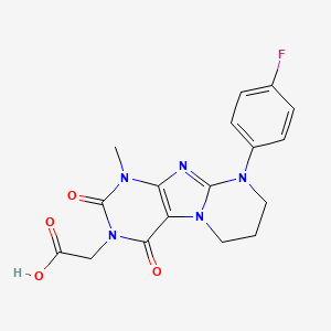 molecular formula C17H16FN5O4 B2380490 2-[9-(4-fluorophenyl)-1-methyl-2,4-dioxo-7,8-dihydro-6H-purino[7,8-a]pyrimidin-3-yl]acetic acid CAS No. 878736-21-1