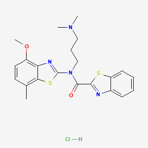 molecular formula C22H25ClN4O2S2 B2380504 N-(3-(二甲氨基)丙基)-N-(4-甲氧基-7-甲基苯并[d]噻唑-2-基)苯并[d]噻唑-2-甲酰胺盐酸盐 CAS No. 1329628-15-0