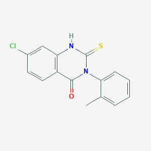 molecular formula C15H11ClN2OS B2380509 7-Chloro-3-(2-methylphenyl)-2-sulfanyl-3,4-dihydroquinazolin-4-one CAS No. 118449-36-8
