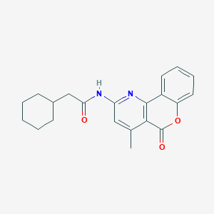 molecular formula C21H22N2O3 B2380515 2-环己基-N-(4-甲基-5-氧代色满[4,3-b]吡啶-2-基)乙酰胺 CAS No. 851411-26-2