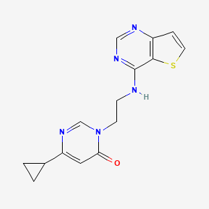 molecular formula C15H15N5OS B2380517 6-Cyclopropyl-3-[2-(thieno[3,2-d]pyrimidin-4-ylamino)ethyl]pyrimidin-4-one CAS No. 2380083-84-9