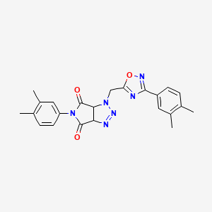molecular formula C23H22N6O3 B2380520 5-(3,4-dimethylphenyl)-1-((3-(3,4-dimethylphenyl)-1,2,4-oxadiazol-5-yl)methyl)-1,6a-dihydropyrrolo[3,4-d][1,2,3]triazole-4,6(3aH,5H)-dione CAS No. 1251565-08-8