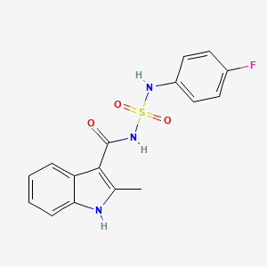 molecular formula C16H14FN3O3S B2380521 N-(4-氟苯基)-N'-[(2-甲基-1H-吲哚-3-基)羰基]磺酰胺 CAS No. 860650-14-2