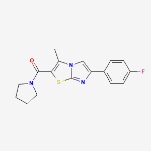 molecular formula C17H16FN3OS B2380522 [6-(4-Fluorophenyl)-3-methylimidazo[2,1-b][1,3]thiazol-2-yl]-pyrrolidin-1-ylmethanone CAS No. 852133-75-6