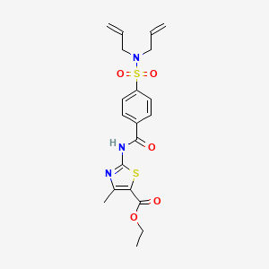 molecular formula C20H23N3O5S2 B2380533 ethyl 2-(4-(N,N-diallylsulfamoyl)benzamido)-4-methylthiazole-5-carboxylate CAS No. 361481-69-8