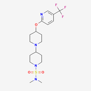 molecular formula C18H27F3N4O3S B2380538 N,N-二甲基-4-{[5-(三氟甲基)吡啶-2-基]氧基}-[1,4'-联哌啶]-1'-磺酰胺 CAS No. 2097938-39-9