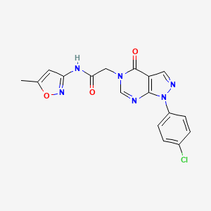 molecular formula C17H13ClN6O3 B2380548 2-(1-(4-chlorophenyl)-4-oxo-1H-pyrazolo[3,4-d]pyrimidin-5(4H)-yl)-N-(5-methylisoxazol-3-yl)acetamide CAS No. 852441-35-1