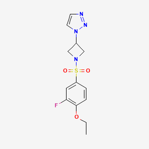 molecular formula C13H15FN4O3S B2380550 1-(1-((4-ethoxy-3-fluorophenyl)sulfonyl)azetidin-3-yl)-1H-1,2,3-triazole CAS No. 2034307-33-8