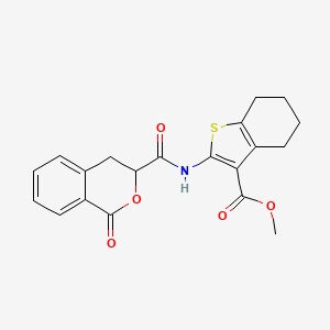 molecular formula C20H19NO5S B2380553 2-[[oxo-(1-oxo-3,4-dihydro-1H-2-benzopyran-3-yl)methyl]amino]-4,5,6,7-tetrahydro-1-benzothiophene-3-carboxylic acid methyl ester CAS No. 868154-26-1