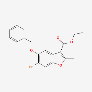 molecular formula C19H17BrO4 B2380555 Ethyl 5-(benzyloxy)-6-bromo-2-methyl-1-benzofuran-3-carboxylate CAS No. 308295-72-9