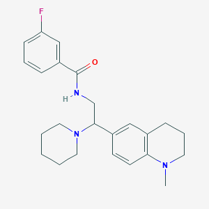 molecular formula C24H30FN3O B2380563 3-fluoro-N-(2-(1-methyl-1,2,3,4-tetrahydroquinolin-6-yl)-2-(piperidin-1-yl)ethyl)benzamide CAS No. 922092-22-6