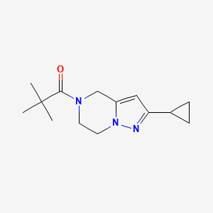 molecular formula C14H21N3O B2380566 1-(2-环丙基-6,7-二氢吡唑并[1,5-a]吡嗪-5(4H)-基)-2,2-二甲基丙烷-1-酮 CAS No. 2034332-23-3