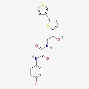 molecular formula C18H15FN2O3S2 B2380578 N1-(2-([2,3'-bithiophen]-5-yl)-2-hydroxyethyl)-N2-(4-fluorophenyl)oxalamide CAS No. 2320722-73-2