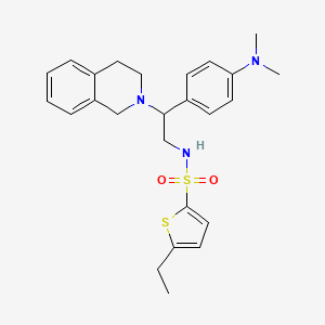molecular formula C25H31N3O2S2 B2380581 N-(2-(3,4-dihydroisoquinolin-2(1H)-yl)-2-(4-(dimethylamino)phenyl)ethyl)-5-ethylthiophene-2-sulfonamide CAS No. 946366-99-0
