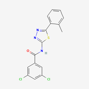 molecular formula C16H11Cl2N3OS B2380582 3,5-dichloro-N-[5-(2-methylphenyl)-1,3,4-thiadiazol-2-yl]benzamide CAS No. 391227-40-0
