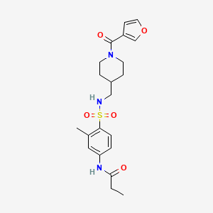 molecular formula C21H27N3O5S B2380586 N-(4-(N-((1-(furan-3-carbonyl)piperidin-4-yl)methyl)sulfamoyl)-3-methylphenyl)propionamide CAS No. 1797172-79-2