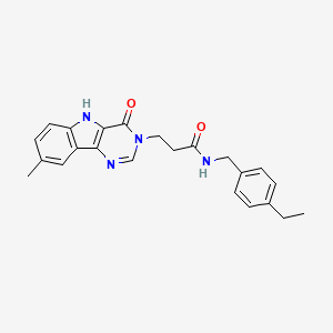 molecular formula C23H24N4O2 B2380587 N-(4-ethylbenzyl)-3-(8-methyl-4-oxo-4,5-dihydro-3H-pyrimido[5,4-b]indol-3-yl)propanamide CAS No. 1189681-55-7