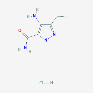 molecular formula C7H13ClN4O B2380588 4-amino-3-ethyl-1-methyl-1H-pyrazole-5-carboxamide hydrochloride CAS No. 2089255-40-1