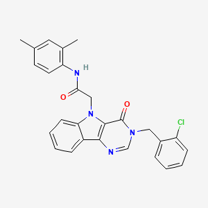 molecular formula C27H23ClN4O2 B2380595 2-(3-(2-chlorobenzyl)-4-oxo-3H-pyrimido[5,4-b]indol-5(4H)-yl)-N-(2,4-dimethylphenyl)acetamide CAS No. 1215695-47-8
