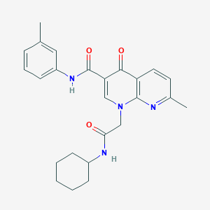 molecular formula C25H28N4O3 B2380596 1-(2-(环己基氨基)-2-氧代乙基)-7-甲基-4-氧代-N-(间甲苯基)-1,4-二氢-1,8-萘啶-3-甲酰胺 CAS No. 1251563-63-9