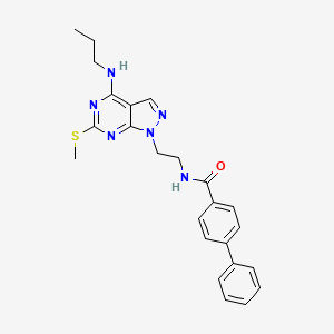 molecular formula C24H26N6OS B2380597 N-(2-(6-(methylthio)-4-(propylamino)-1H-pyrazolo[3,4-d]pyrimidin-1-yl)ethyl)-[1,1'-biphenyl]-4-carboxamide CAS No. 946282-23-1