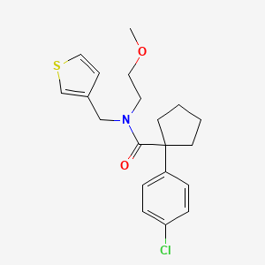 molecular formula C20H24ClNO2S B2380601 1-(4-chlorophenyl)-N-(2-methoxyethyl)-N-(thiophen-3-ylmethyl)cyclopentanecarboxamide CAS No. 1219902-28-9