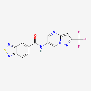 molecular formula C14H7F3N6OS B2380606 N-(2-(三氟甲基)吡唑并[1,5-a]嘧啶-6-基)苯并[c][1,2,5]噻二唑-5-甲酰胺 CAS No. 2034620-16-9