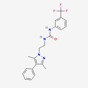 molecular formula C21H21F3N4O B2380613 1-(2-(3,5-dimethyl-4-phenyl-1H-pyrazol-1-yl)ethyl)-3-(3-(trifluoromethyl)phenyl)urea CAS No. 2034506-63-1