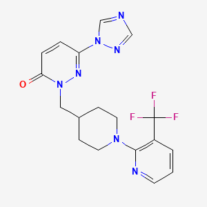 molecular formula C18H18F3N7O B2380617 6-(1H-1,2,4-triazol-1-yl)-2-({1-[3-(trifluoromethyl)pyridin-2-yl]piperidin-4-yl}methyl)-2,3-dihydropyridazin-3-one CAS No. 2195936-41-3