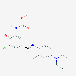 molecular formula C22H28ClN3O3 B238062 ethyl N-(5-chloro-3-(4-(diethylamino)-2-methylphenylimino)-4-methyl-6-oxo-1,4-cyclohexadienyl)carbamate CAS No. 125630-94-6